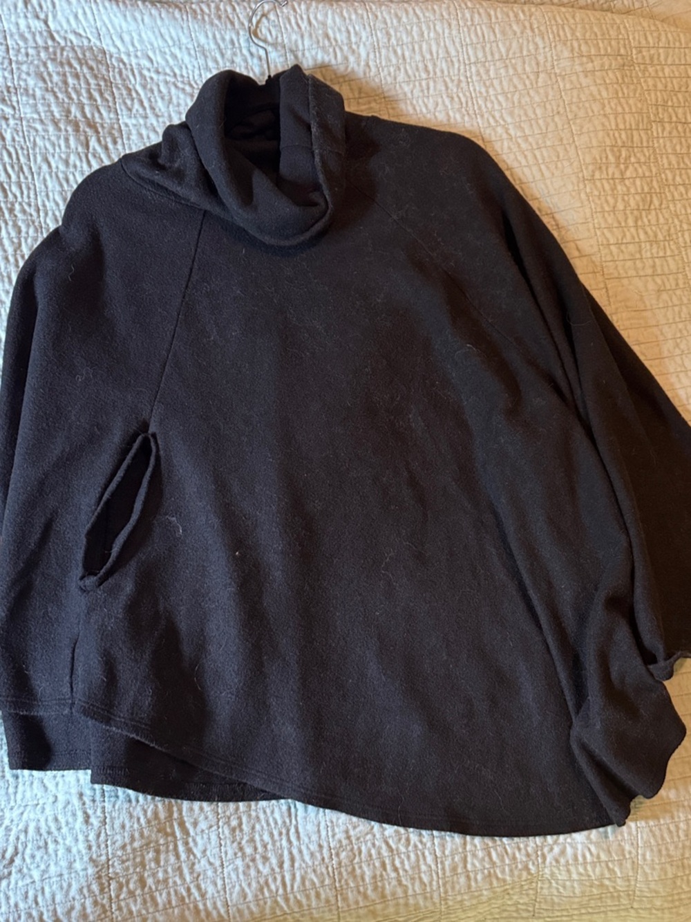 Black Turtleneck Women's Sweater Poncho